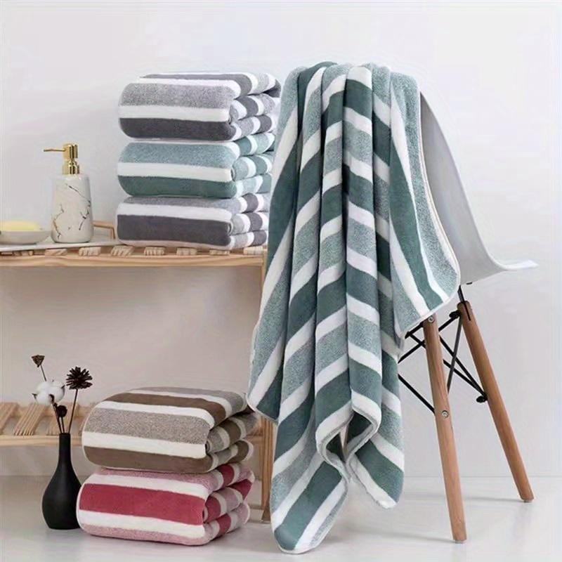 8pcs Set, No Hair Loss, Super Water Absorption, Super Soft Five-Star Hotel Standard Two-Color Striped Interval Bath Towel Combination