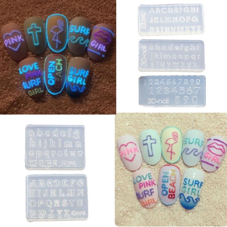 5Pcs/set Nail Art Molds UV Epoxy Resin Glue Silicone Mould Letters and Numbers