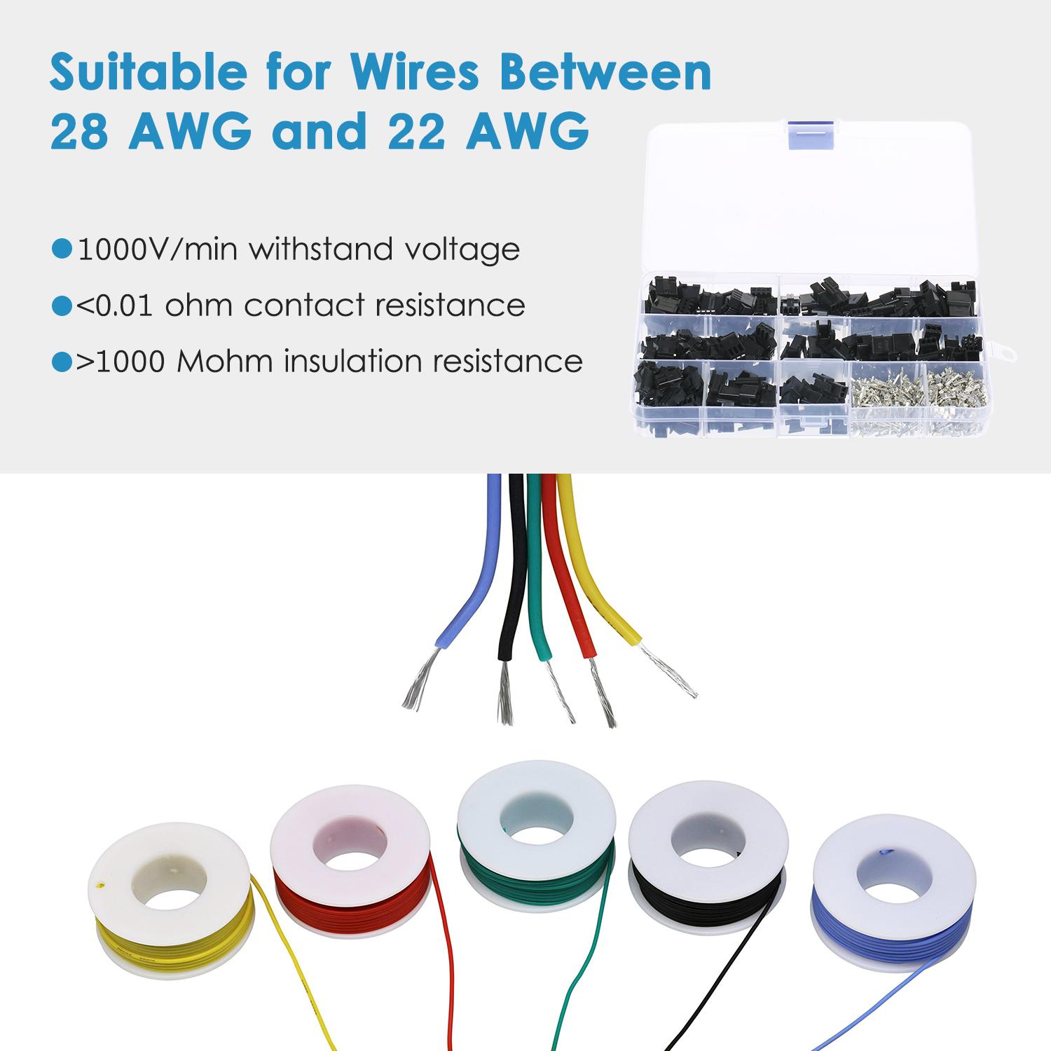 

480Pcs JST 2.54mm Pitch 2 Pin 3 Pin 4 Pin Connector Housing Assortment Kit Female and Male Dupont Connector Set for