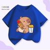 Unisex Kids’ Cute Capybara Milk Tea Cartoon T-Shirt - Loose Summer Casual Short Sleeve Top