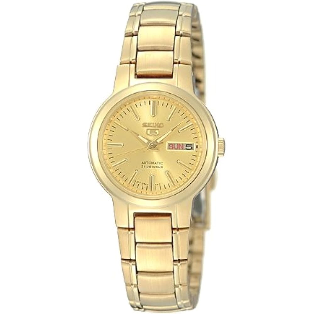 

Женские автоматические часы Seiko 5 Sports, полностью золотые, с блестящим циферблатом SYME46K1
