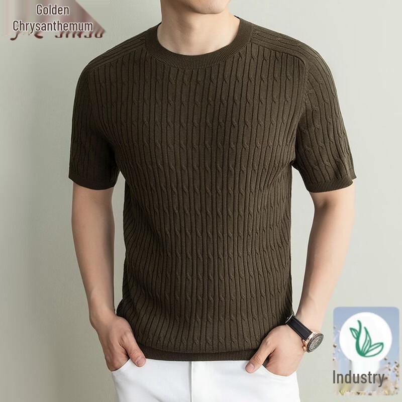 Men s Casual Linen Blend Round Neck T-shirt 3XL