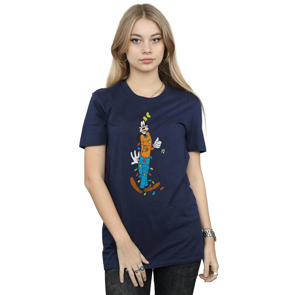 Disney Womens/Ladies Goofy Christmas Lights Cotton Boyfriend T-Shirt