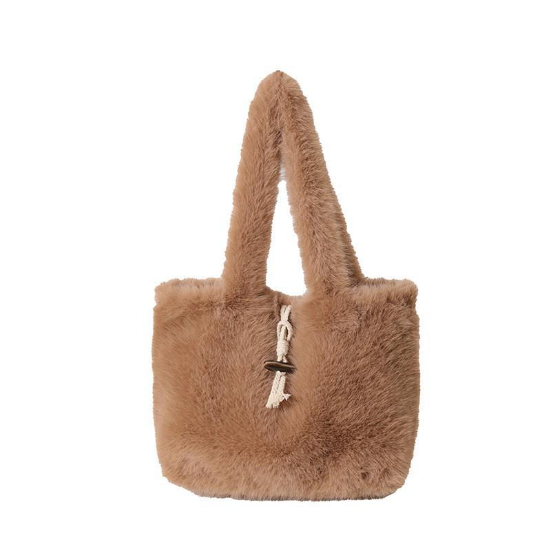 Women's New Plush Bag Large Capacity Fashionable All-matching Hand Carrying Fluffy Cute Girl Shoulder