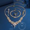 Jewelry wholesale fashion new necklace earrings bracelet ring set shiny bride jewelry two-piece set with accessories