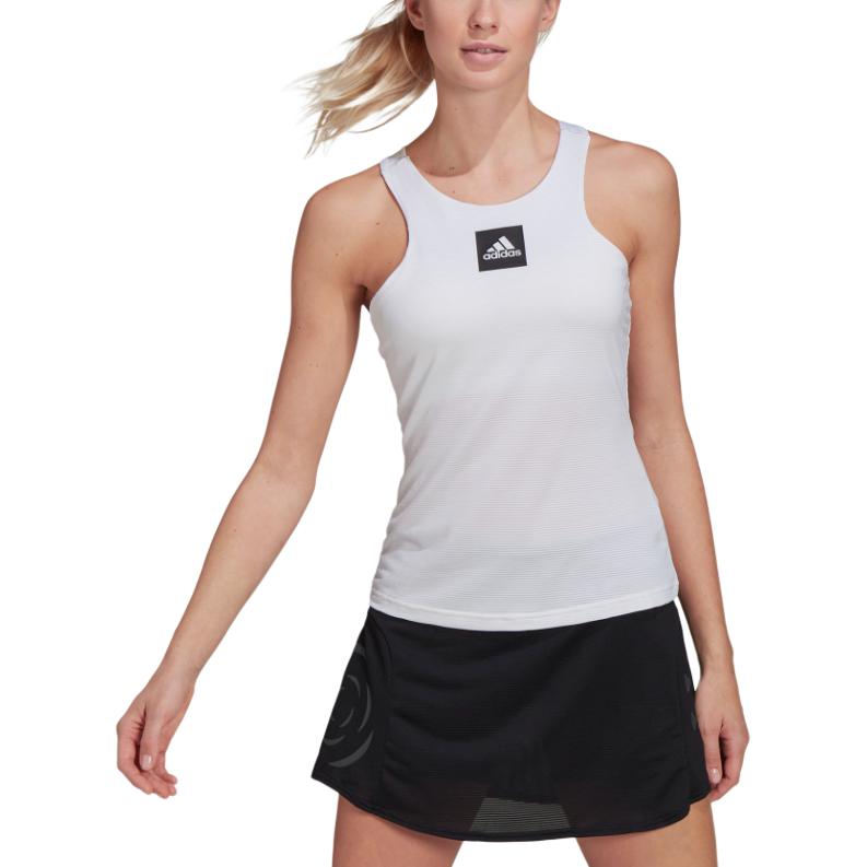 Adidas Solid Logo Round Neck Sleeveless Vest Women tops White HA7627