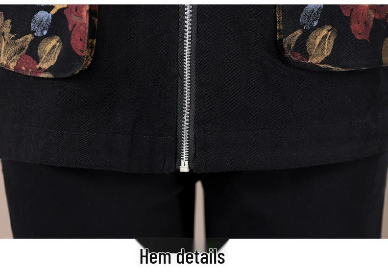 Grandma's Denim Cardigan Vest with Pockets - Plus Size for Middle-Aged & Elderly Women, New Spring Collection