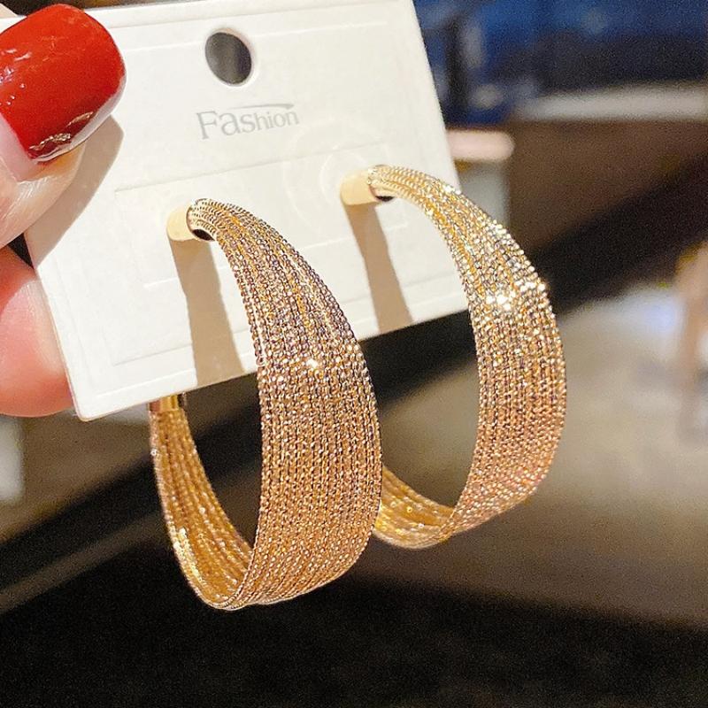 New Wide C-shaped Women's Dangle Earrings Gold Color Metal Geometric Statement Female Punk Fashion Ear Decoration new in