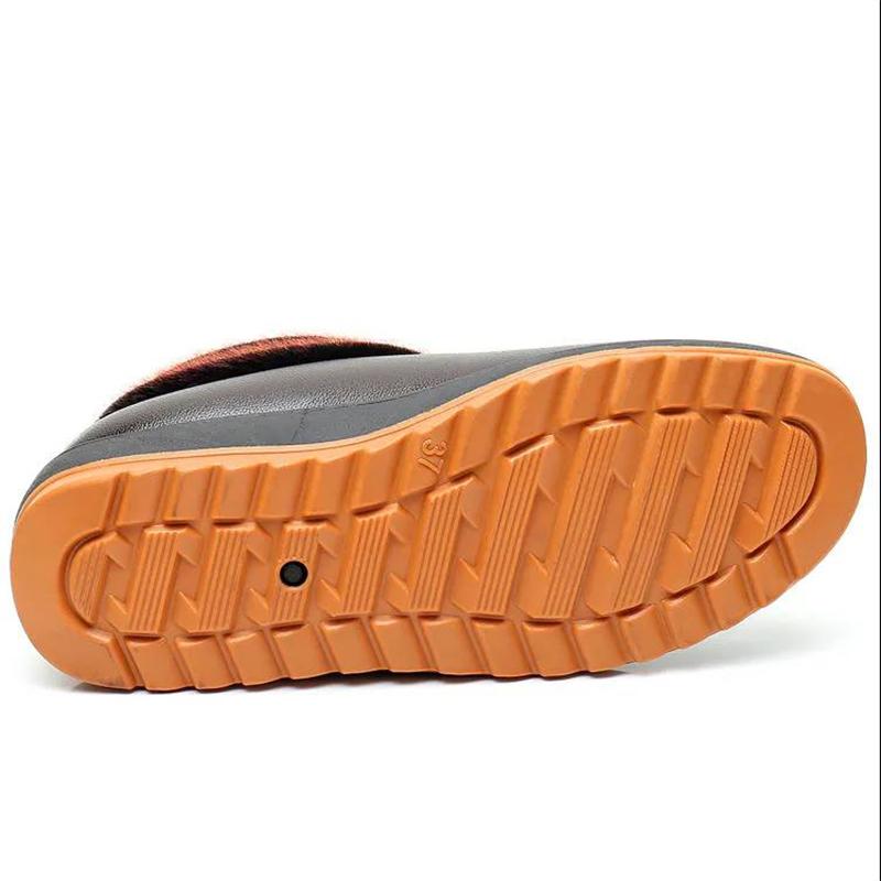 Chaussures pour femmes Bottes chaudes Bottes d'hiver à semelles épaisses Bottes antidérapantes imperméables Chaussures à semelles souples Plus Chaussures en cuir antidérapantes en velours pour personnes âgées Bottes de neige