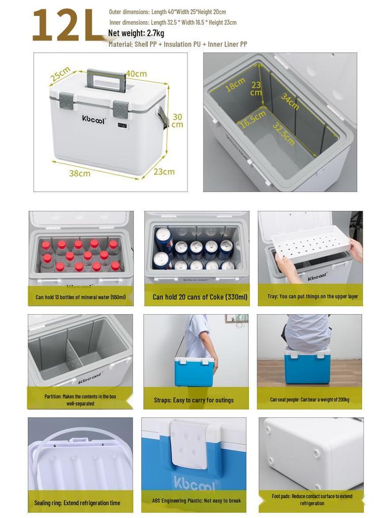 Kebao KBCool Insulated Ice Box Cooler for Camping, Ice Cream, Breast Milk & Fishing