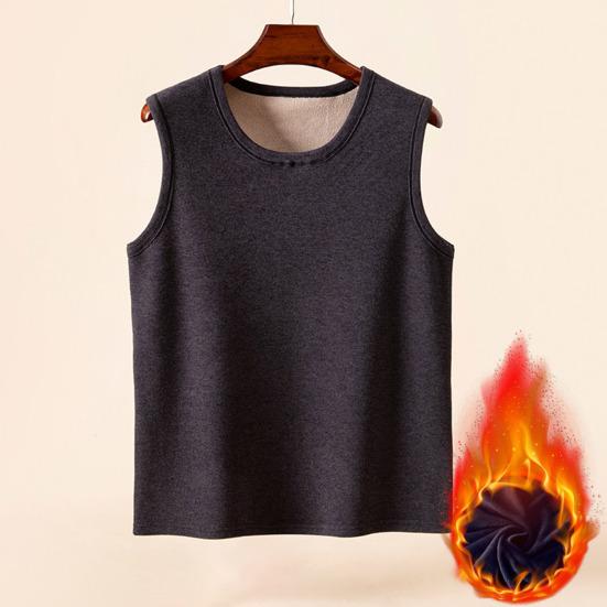 Men Thermal Tank Top Warm Fleece Lined Undershirt Sleeveless Crew Neck Base Layer Shirt Thickened Vest for Autumn And Winter