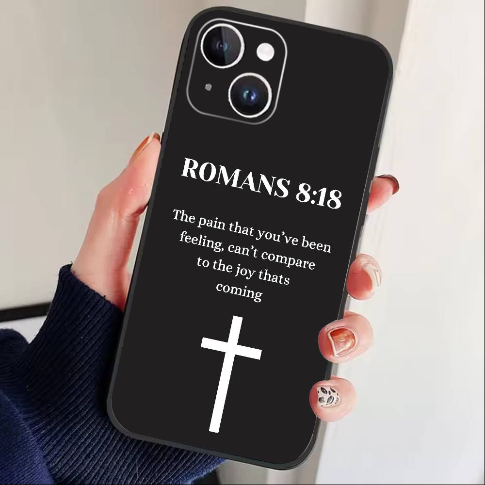 Bible Verse Jesus Christ Christian Phone Case For iPhone 16,15,14,13,12,17,Pro Max,Plus Silicone Black Case
