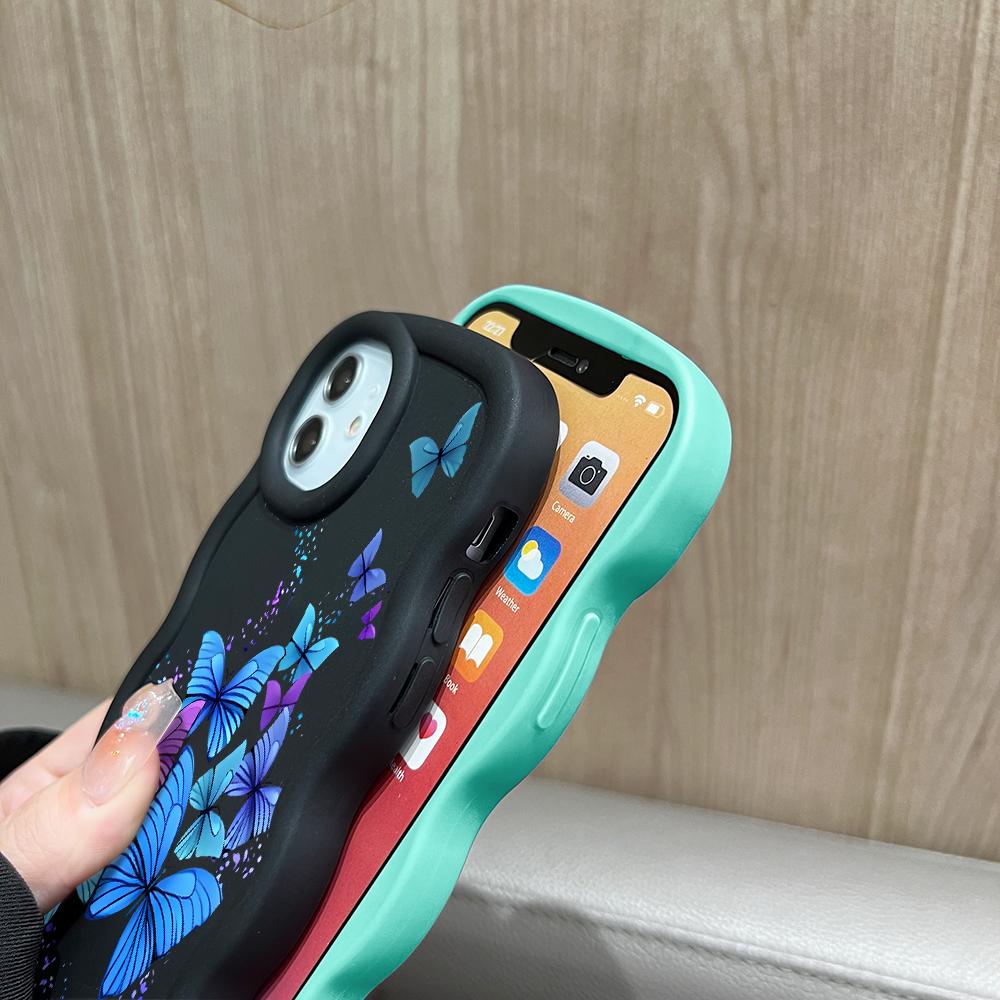 Gemaltes Muster Big Wave Edge Weiches Silikonmaterial Macaron-Telefongehäuse Stoßfestes Schutzgummigehäuse für iPhone Huawei Honor Infinix Tecno