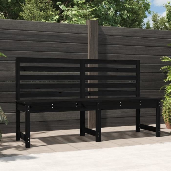 VidaXL Banc de jardin noir 157,5 cm bois massif de pin 824043