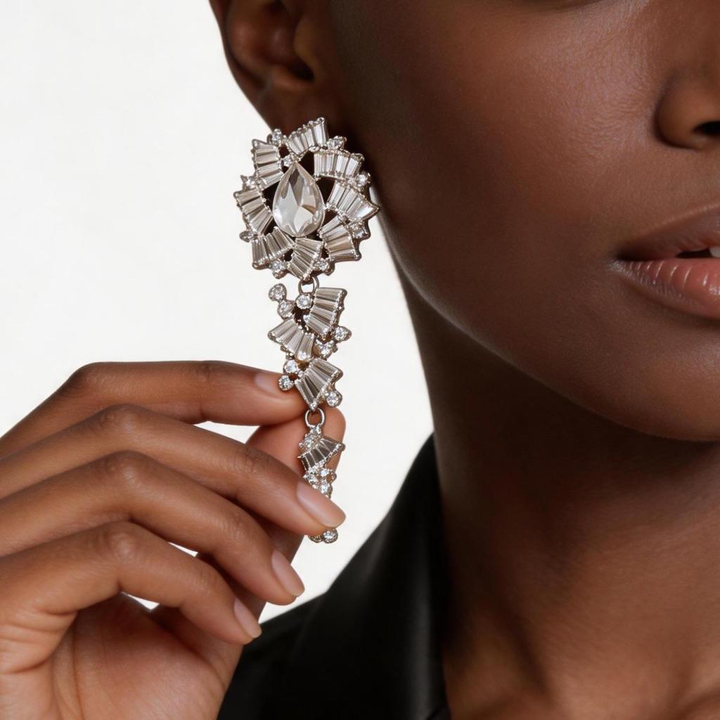 Silver Needle Luxury Zircon Water Drop Stud Earrings: High-End Design for Women