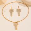 High quality fashion creative ins wind metal design sense key pendant women's necklace earrings party set jewelry