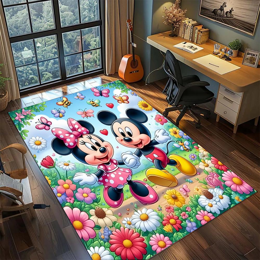 Mickey & Minnie: Adorably Playful Rug Carpet Large Area Rug Non Slip Washable Floor Mat Gamer Room Bedroom Home Decor