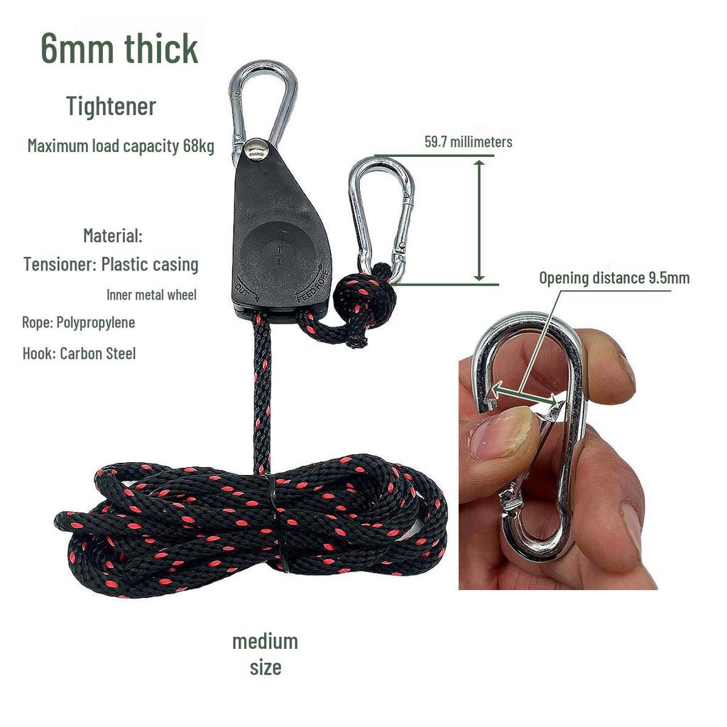 Justerbar utomhustvättlina och tältrepsträckare