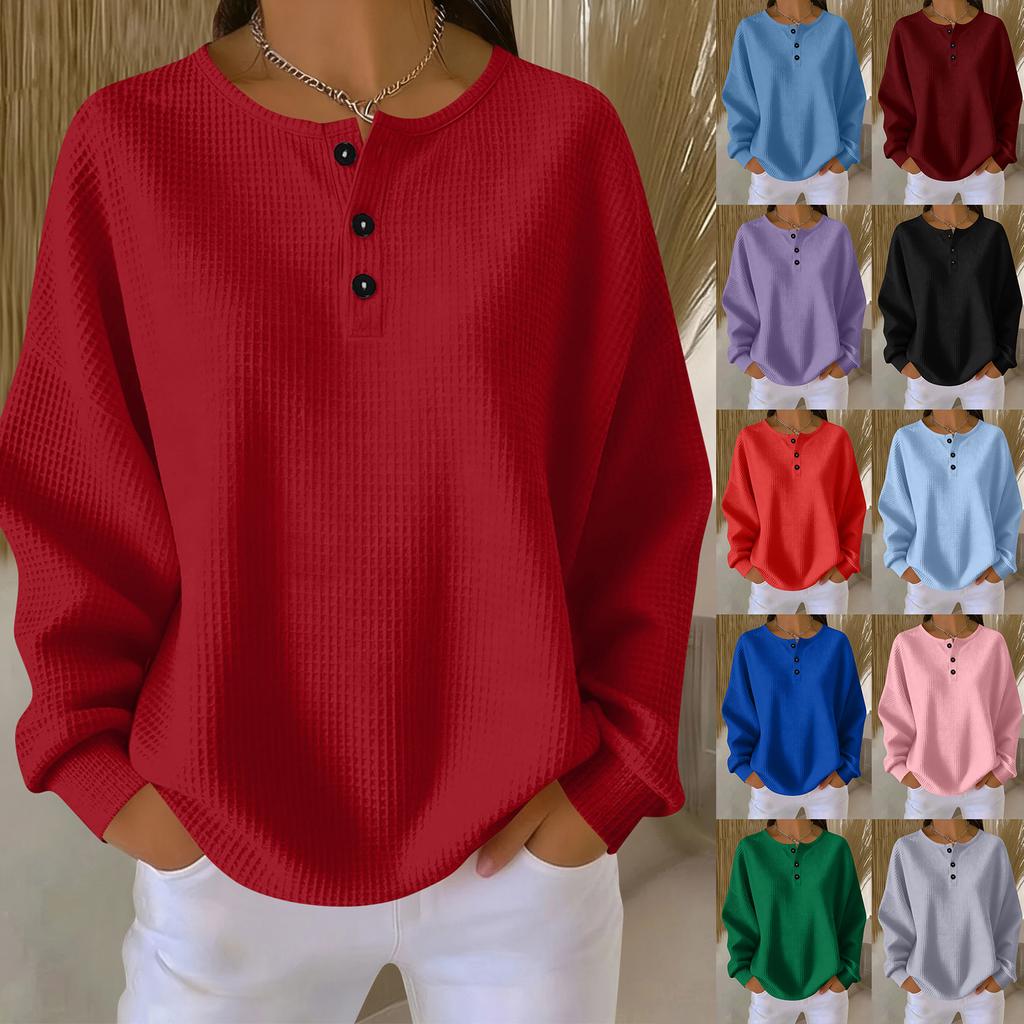 Women's Casual Shirts Long Sleeve Tops Button Up V Neck Loose Knit Fall Favorites For Women