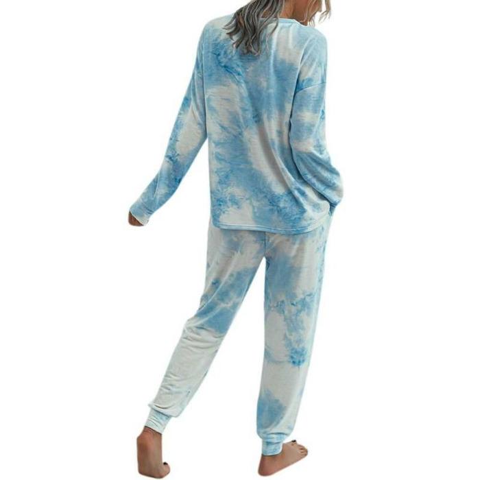 Tie Dye Long Sleeve Tops+Pants Set 
