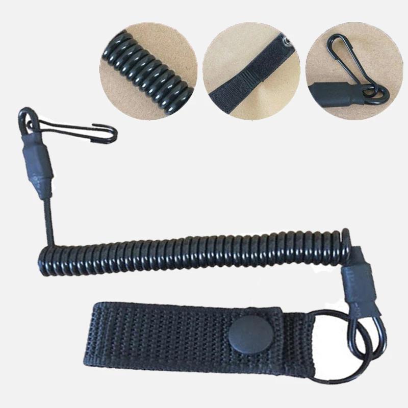 Anti-lost Elastic Lanyard Rope Spring Safety Strap Gun Rope For Key Ring Chain Flashlight Hunting Accessories