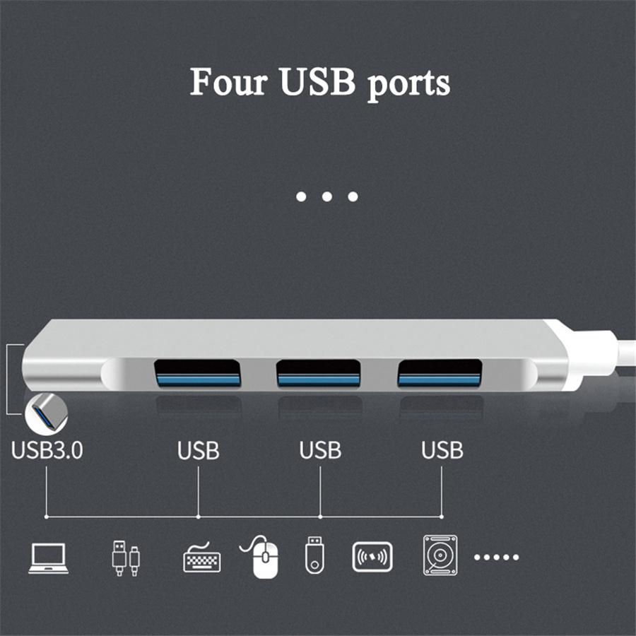 Aluminum Alloy Gray Hub for Computers & Automotive System 4Port USB3.0 Universal