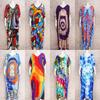 2022 Multicolored Kaftan Bohemian Printed V-neck Batwing Sleeve Street Wear Maxi Dress Women Beach Wear Swim Suit Cover Up Q1342