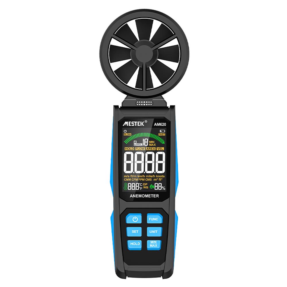Handheld High Accuracy Anemometer Double Bearing 8-blade Fan Digital Anemometer LCD Backlit Color