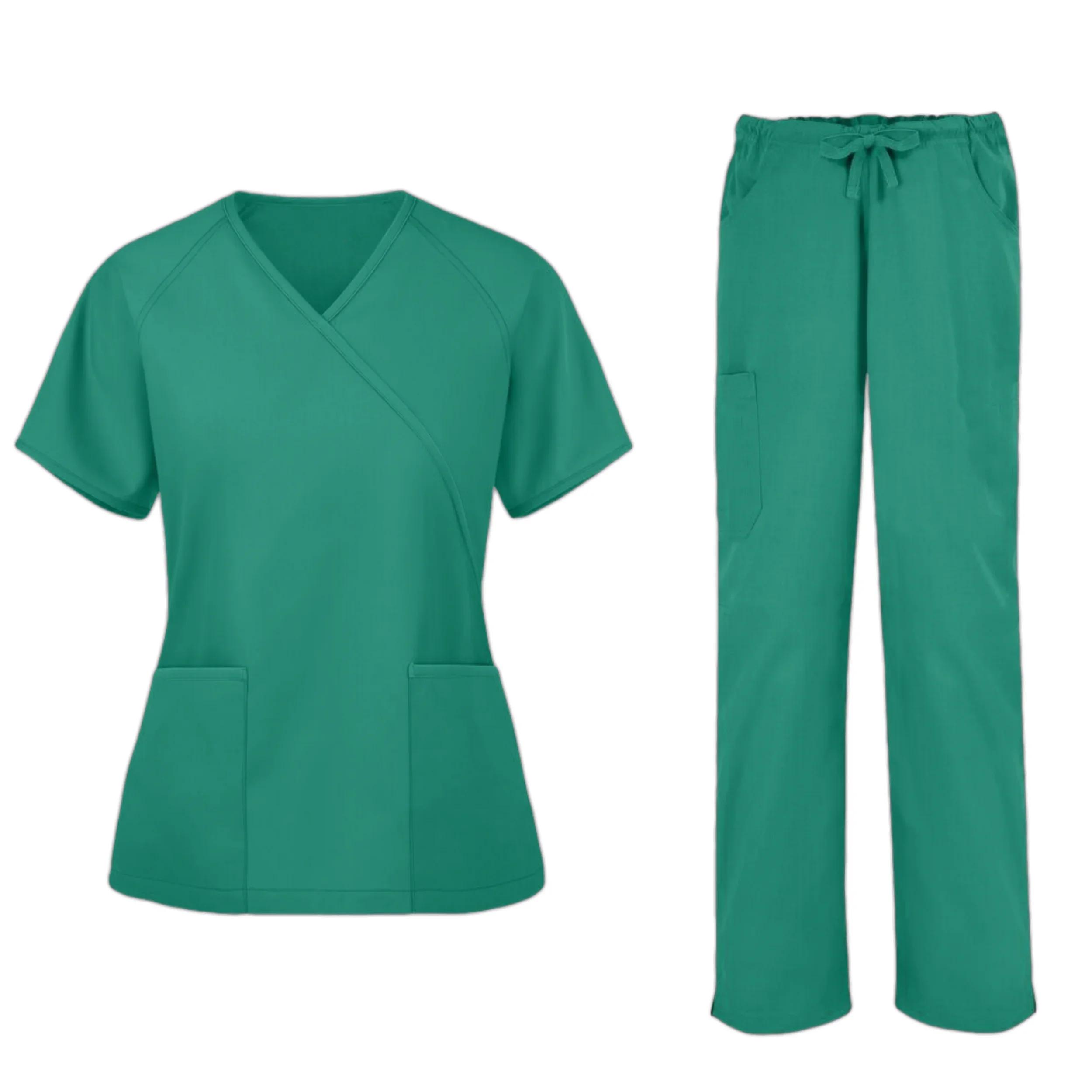 

Polychrome Medical Uniform Women Scrubs Sets Pet Hospital Working Scrub Suits Nurse Accessories Dental Surgery Suit Lab Workwear 2XL зелений