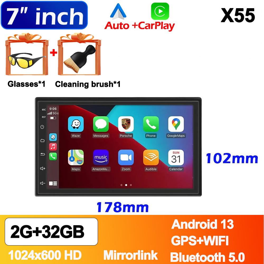 Android13 7 9 10 Inch Car Radio GPS 2 Din Radio Stereo Receiver Player 64G Multimedia Player Wireless CarPlay Android Auto Gift