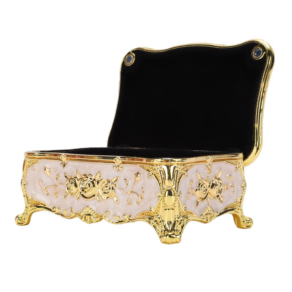 Decorative Jewelry Box with Rose Pattern Vintage Trinket Organizer Box Case for Ring Earrings Necklaces