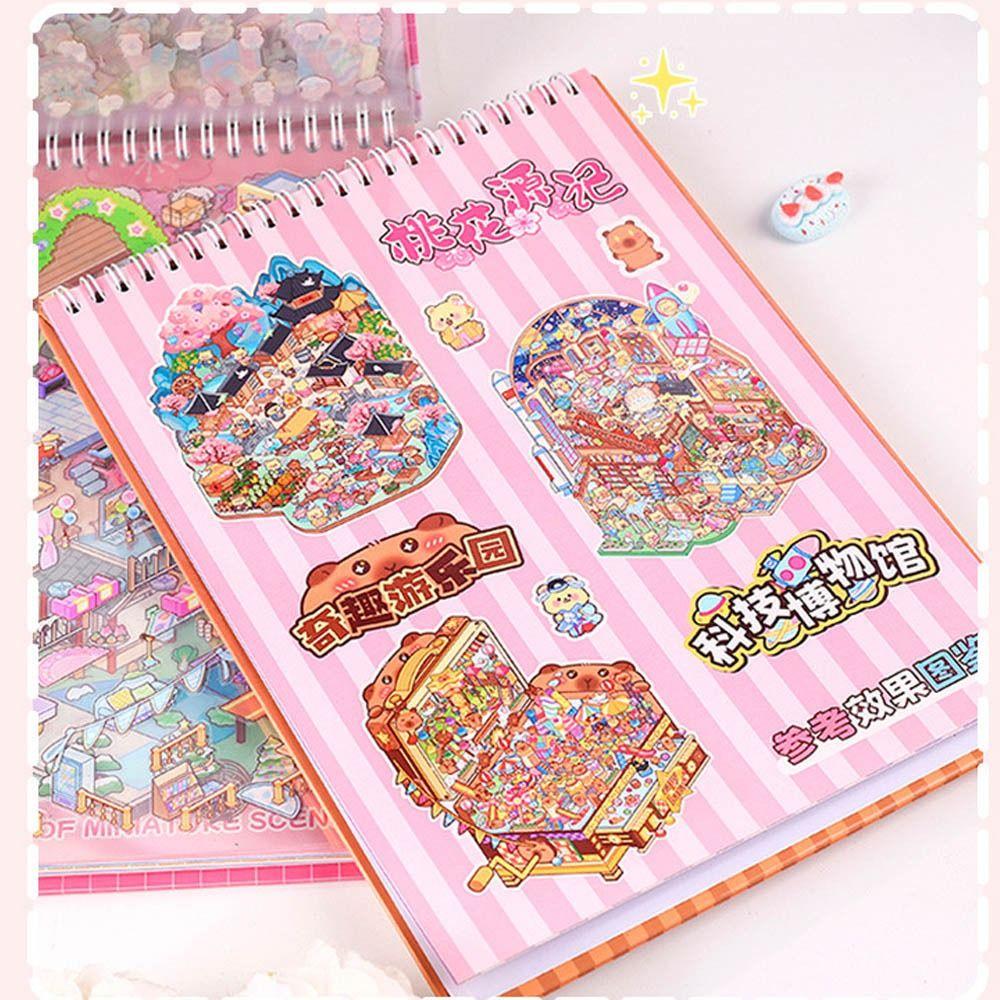 Cartoon Miniature Scene Collection PET Tent Sticker Decoration New Landscape Sticker Book  Kids