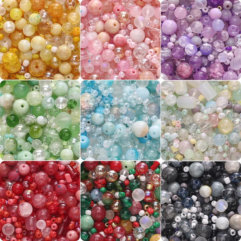 3-12mm 30g/bag Mixed Style Glass Beads DIY Bracelet Necklace Earrings Jewelry Accessories