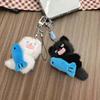 2pcs Mini Angry Cat Keychains Zinc Zinc Alloy Plush Animal Key Ring Portable Couple Pendants  Kids