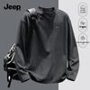 JEEP Men's Heavyweight 220G Pure Cotton Crew Neck Long Sleeve T-Shirt