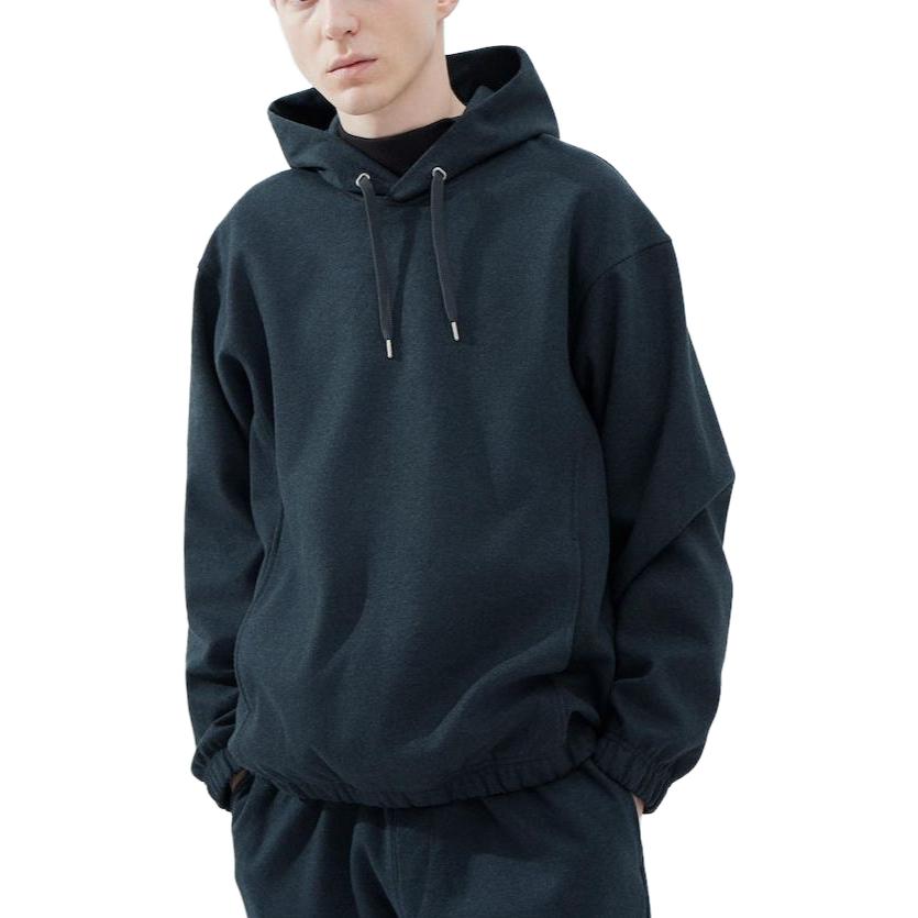 Uniqlo FW23 U Series Solid Color Knitted Long Sleeve Hooded Sweatshirt Men Sweatshirt Ocean-Blue 461550-67