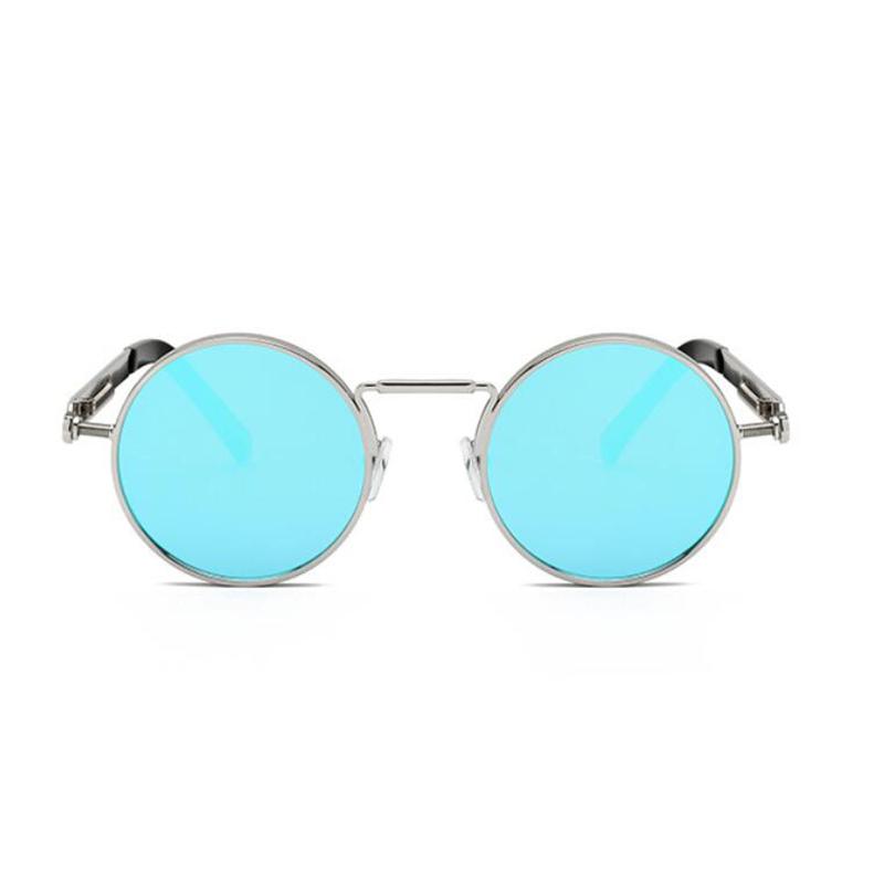 Retro Punk Spring Leg Round Sunglasses Men Metal Blue Myopia Lens Prescription Sun Glasses Women 0 -0.5 -0.75 To -6.0