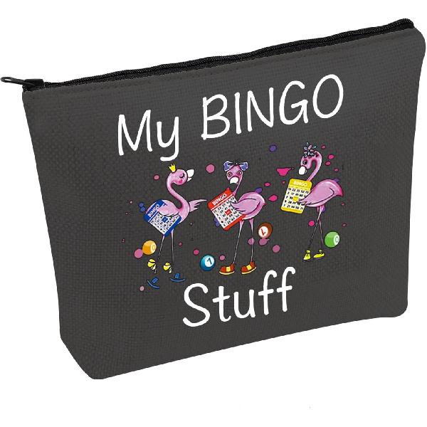 JXGZSO Fun Bingo Cosmetic Makeup Bag - Lucky Bingo Player Gift (Black)