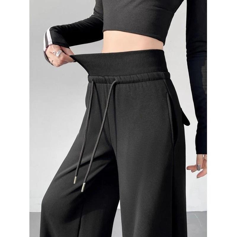 Women Classic High Wast Trousers Girls Loose Fit Wide Leg Casual Pants Chic Korean Sweatpants