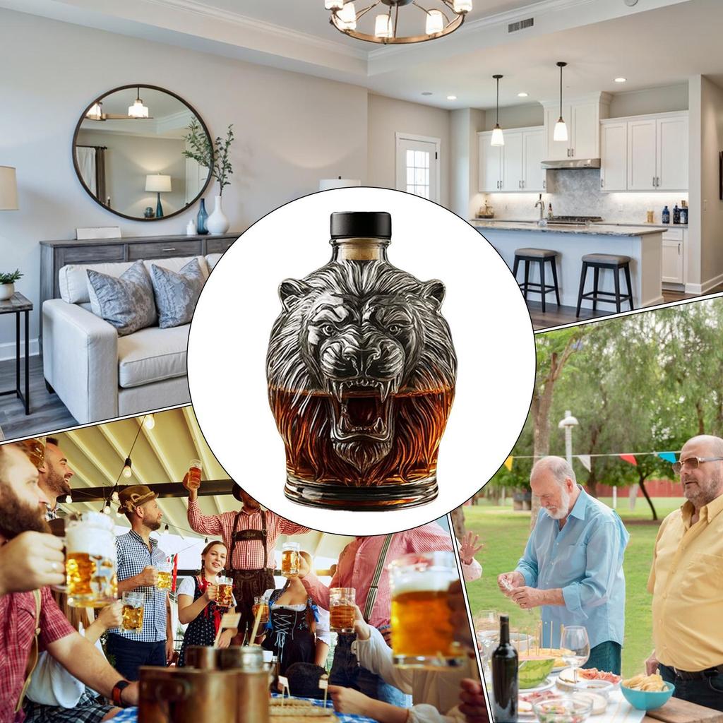 Whiskey Decanter Liquor Dispenser Decanter Bottle Animal Profile Collectible Kitchen Vodka Container For Birthday Fathers Days