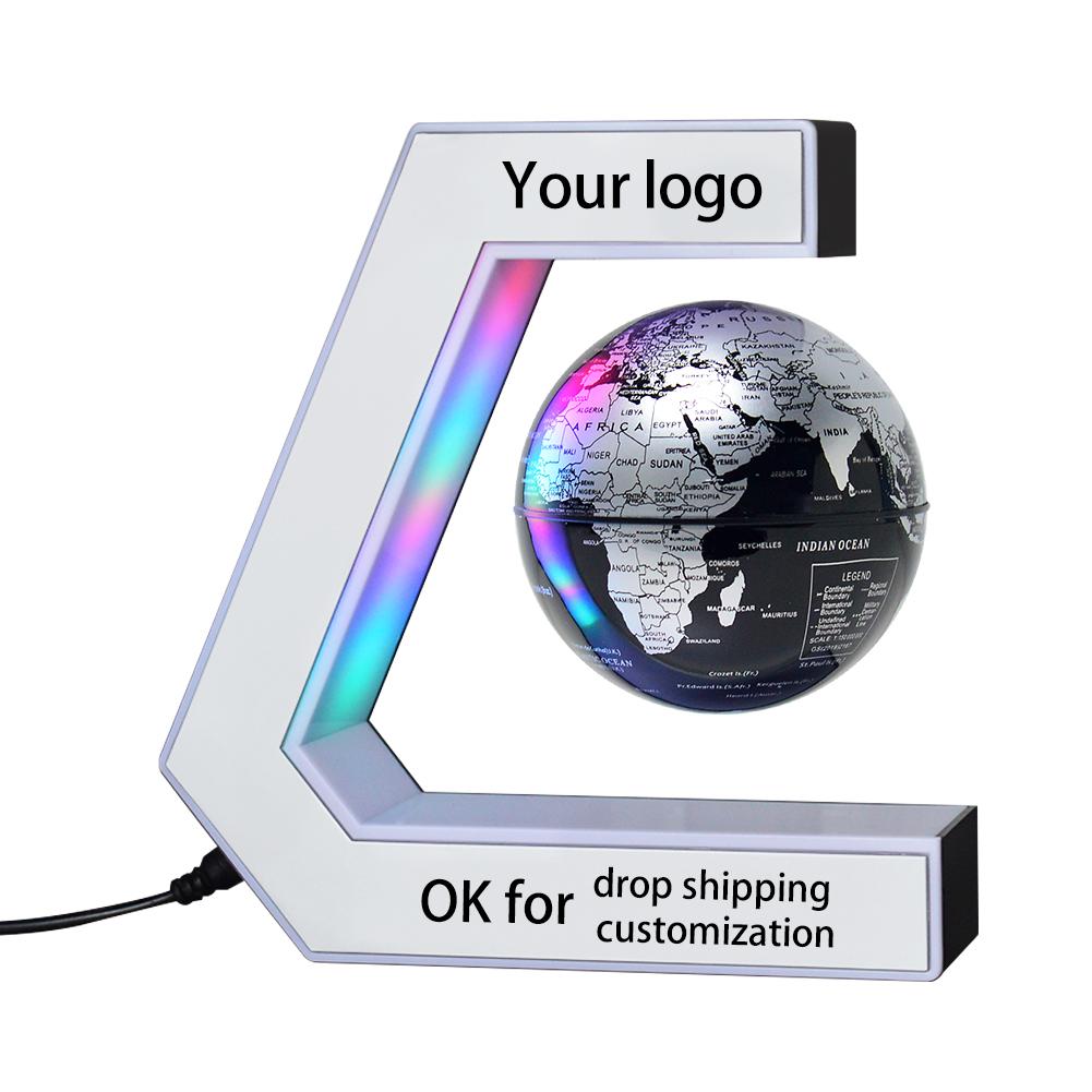 Plastic World Geography Map Rotating Globe Magnetic Levitating Floating Globe for Kids Education Home Office Desktop Decoration