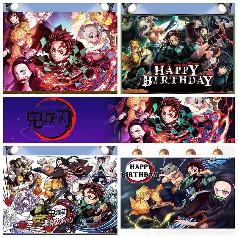 Tela de Fondo de Vinilo Temática de Demon Slayer Para Estudio Interior y Decoración de Fiestas Regalo Ideal Para Adolescentes