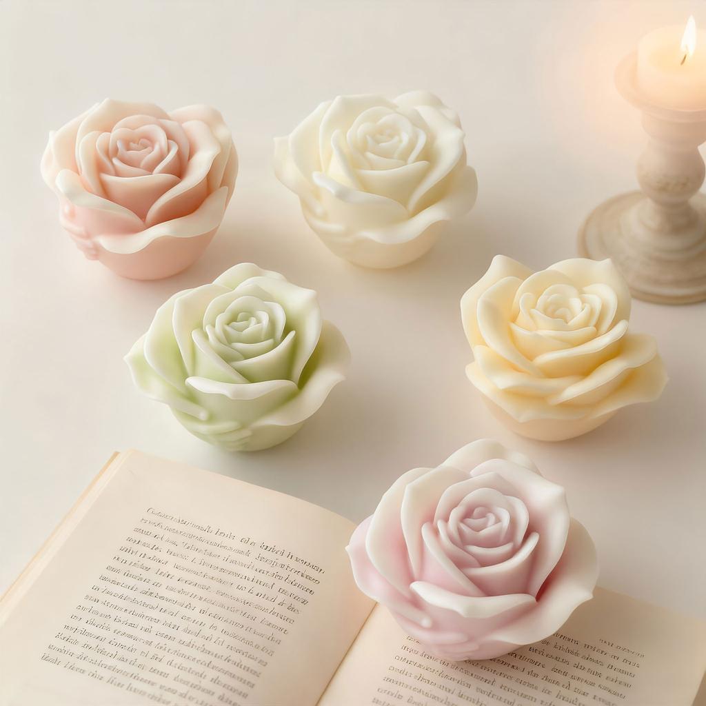 3D Rosblomma Silikonform Aromljus Gips Bildekoration Handgjorda Tvålformar Choklad Bakform