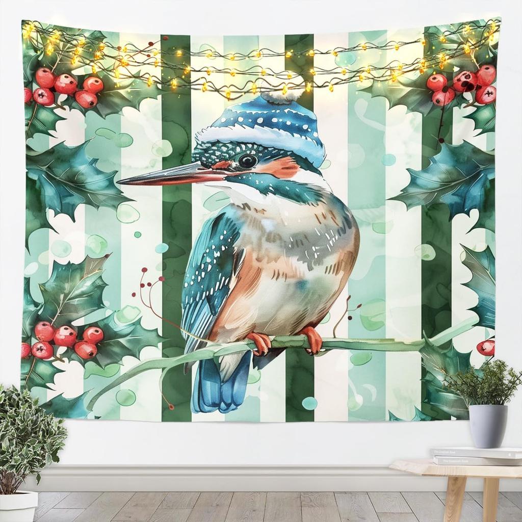 Merry Christmas Tapestry Xmas Ornaments Wall Hanging Blanket Snowman Snowflake Wall Art for Living Room Bedroom Decoration