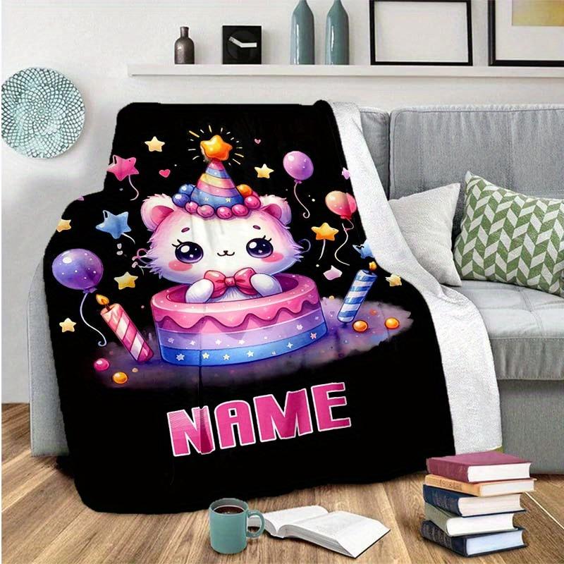Happy Birthday Cat Style Customize Your Name Blanket Warm Comfortable And Soft Blankets Are Suitable For Home Lunch Break Blanket Office Sofa Sofa