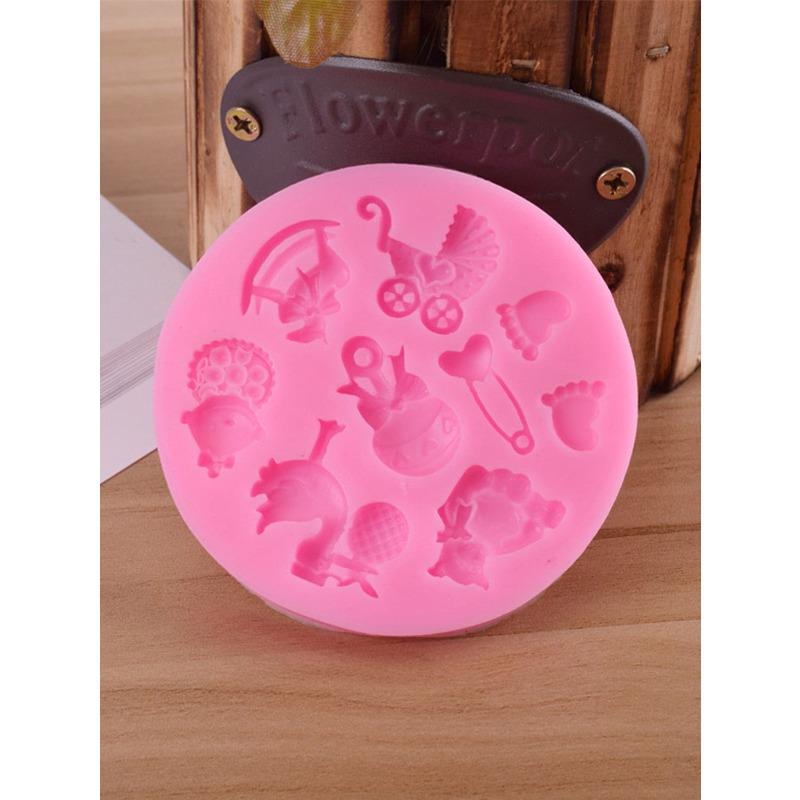 1pc Cartoon Design Mold, Pink Round Cartoon Chocolate Mold For Baking Fondant Mold with Bow Shapes for Cake Decorations
