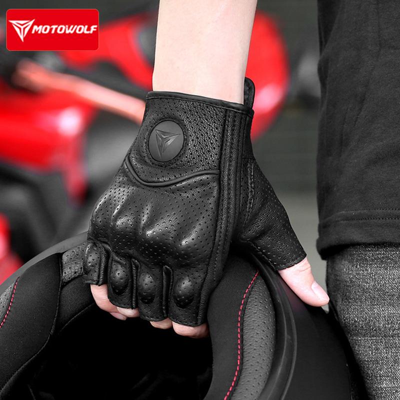 Motorcycle Fingerless Gloves Winter Summer Motocross Protective Gear Touch Screen Gloves  Leather Touchscreen Motocross Gloves