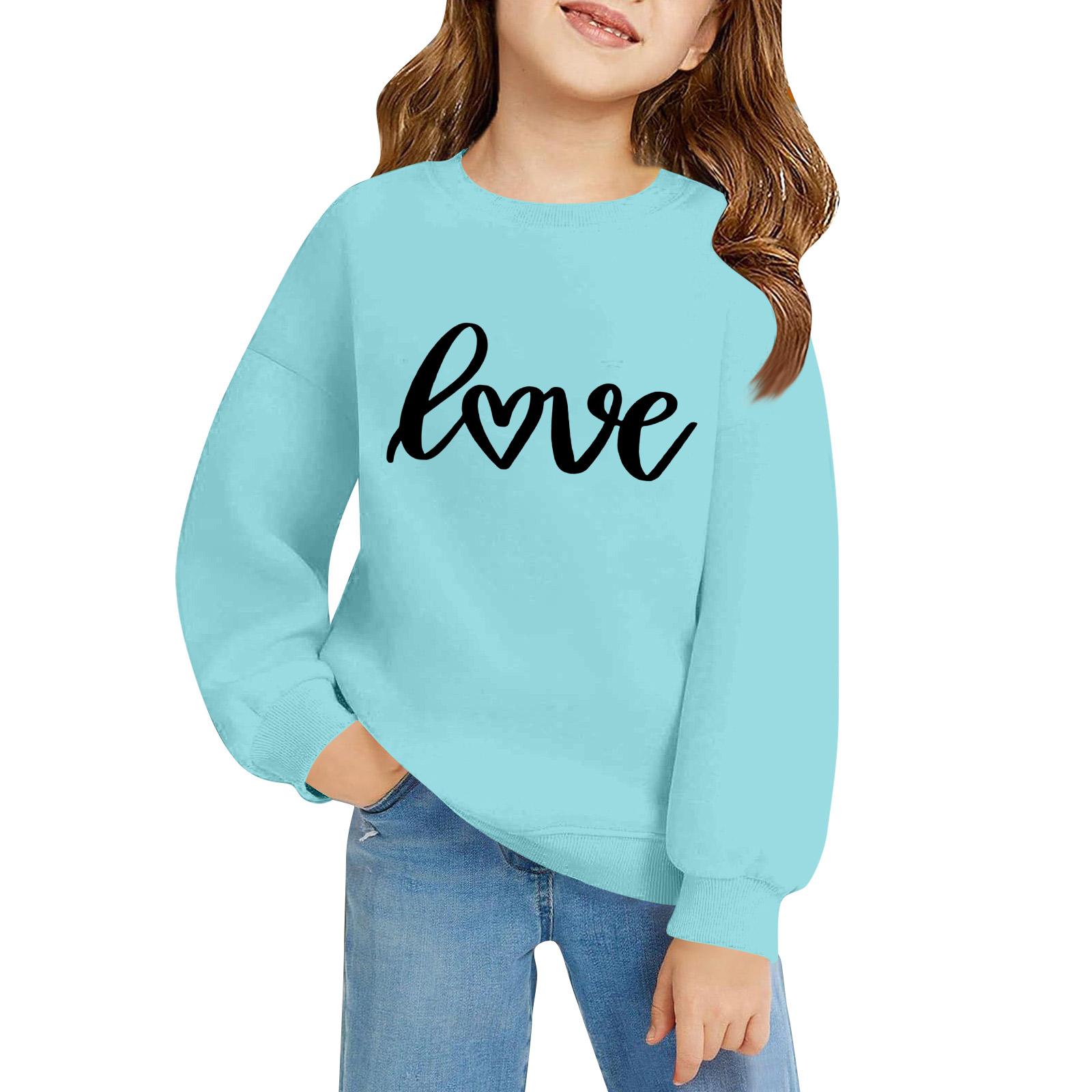 

Kids Long Sleeve Loose Pullover Letter Printed Round Neck Sweatshirt 150 синій