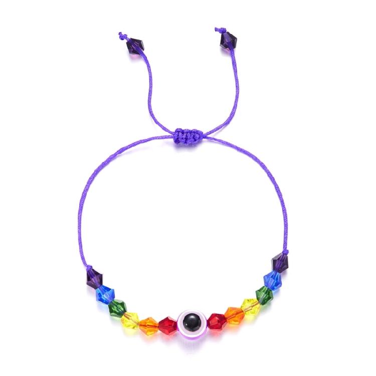 Knotted Rope Evil Eye Hanadchain Rainbow Beads Bracelets Adjustable Size