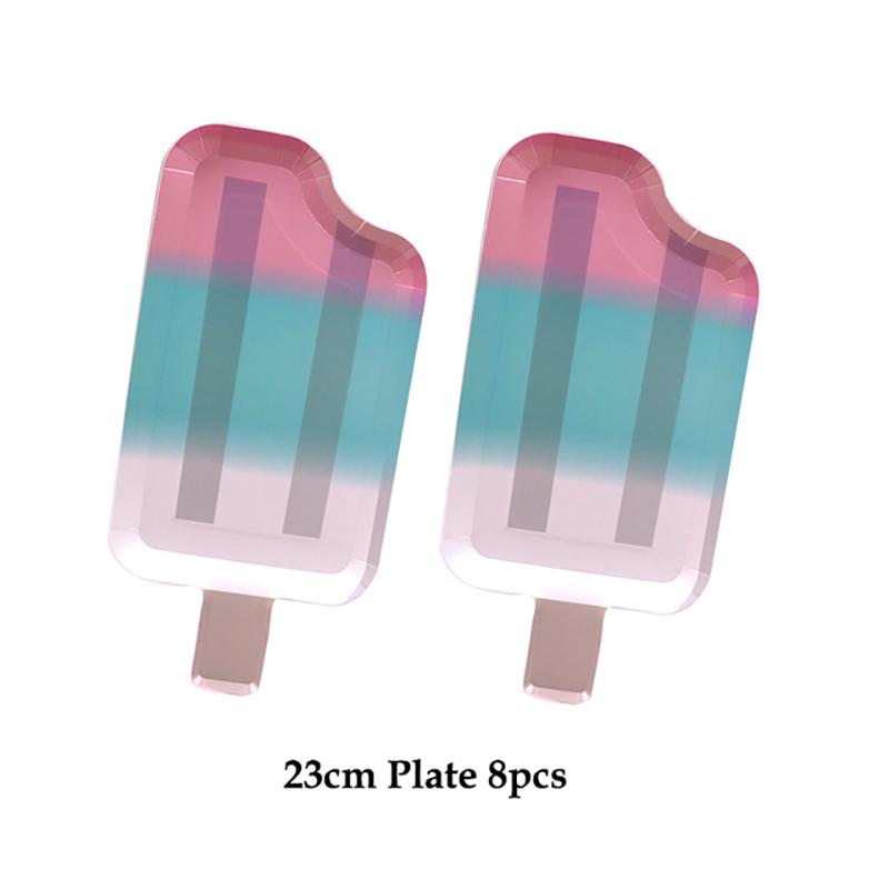 Ice Cream Birthday Party Decoration Kids Toy Baby Shower Disposable Tableware Paper Plates Cups Balloons Flag Party Supplies